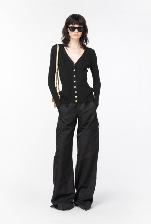 Pinko Slim-fit ribbed cardigan with ruching Negros | XMXGW64425