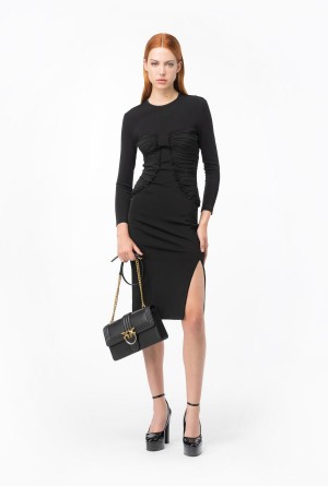 Pinko Slim-fitting dress with georgette details Negros | QMXWA71959