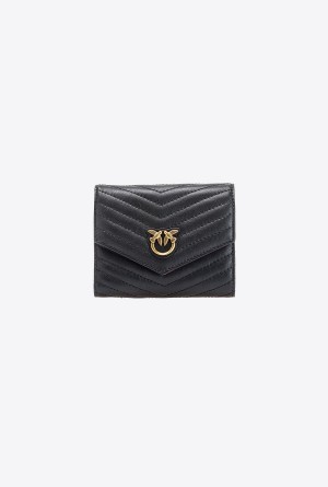 Pinko Small chevron nappa leather wallet Dorados | MXEAH38163