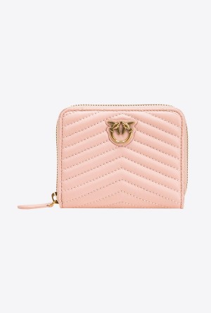 Pinko Square zip-around wallet in chevron-patterned nappa leather Dorados | TMXWZ23845