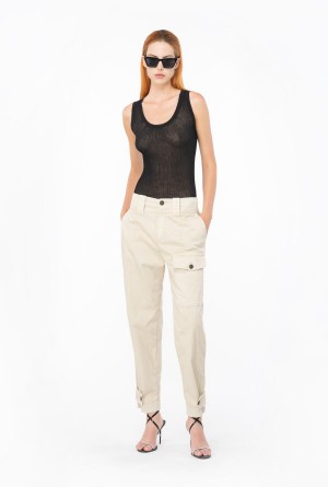 Pinko Stretch cotton cargo trousers BEIGE-WOOD ASH | FMXHY71106