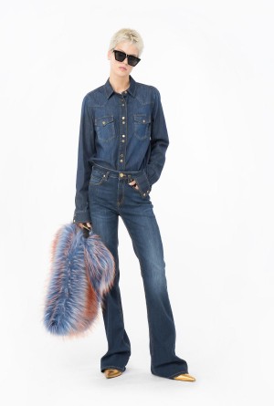 Pinko Stretch denim bell-bottom jeans Azules Oscuro | MXXMI98338