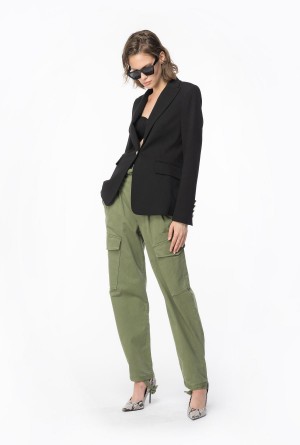 Pinko Stretch satin cargo trousers Verdes | MXQCS40556