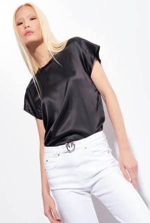 Pinko Stretch satin top Negros | BMXSD35422