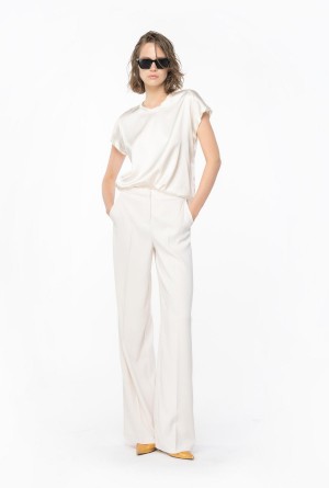 Pinko Stretch satin top PASTEL PARCHMENT | YMXGT89471