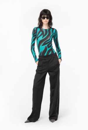 Pinko Technical fabric trousers with studs Negros | MXJKU95281
