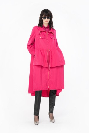 Pinko Technical twill parka with flounce Rosas | FMXUI93597