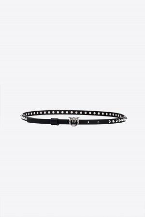 Pinko Thin Love Birds belt with studs 1cm Plateados | MXJZR20723