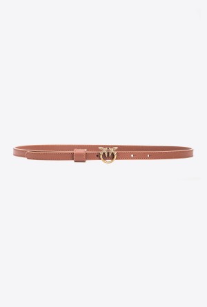 Pinko Thin belt with Love Birds buckle 1cm Dorados | MXIIZ35199