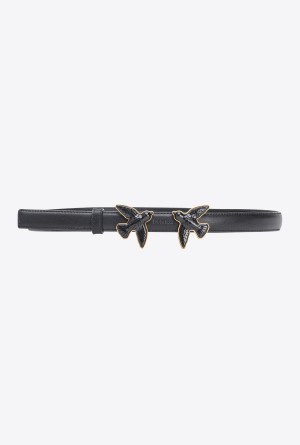 Pinko Thin belt with coated Love Birds 2cm Negros | MXZPD25114