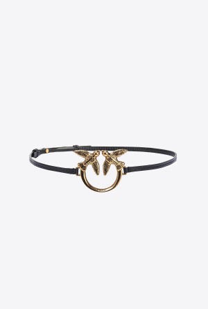 Pinko Thin belt with large Love Birds buckle Dorados | YMXVQ45087