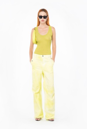 Pinko Tie-dyed cotton utility trousers Verdes | ZMXMJ52447