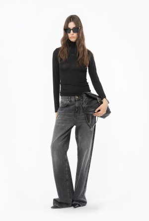 Pinko Turtleneck with Love Birds embroidery Negros | MXCVG91654