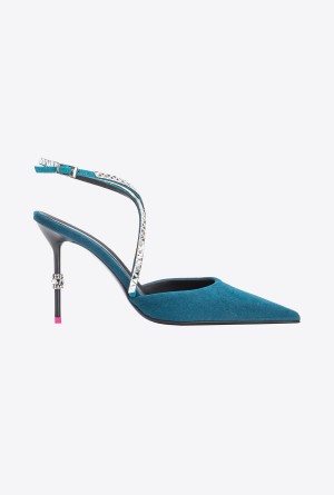 Pinko Velvet slingbacks with rhinestones Azules | DMXKV75202