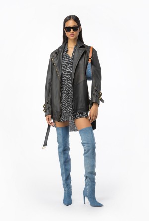 Pinko Vintage-effect leather jacket Marrom | MXEAH22014