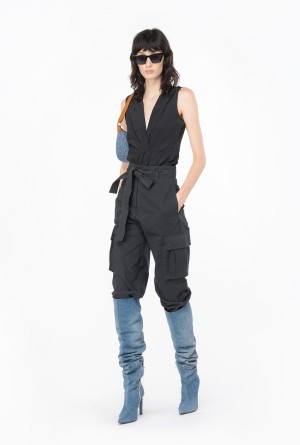 Pinko V-neck crepe top Negros | FMXUI27096