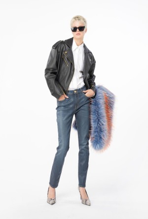 Pinko Wet-look denim skinny jeans Azules Oscuro | MXNZX85391