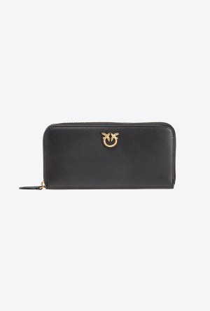 Pinko Zip-around leather purse Dorados | PMXER84569