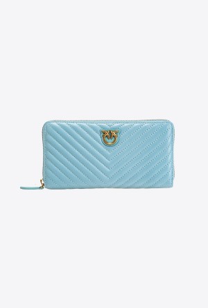Pinko Zip-around wallet in chevron-patterned nappa leather Dorados | XMXBH32240