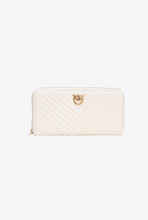 Pinko Zip-around wallet in chevron-patterned nappa leather Dorados | FMXHY93062
